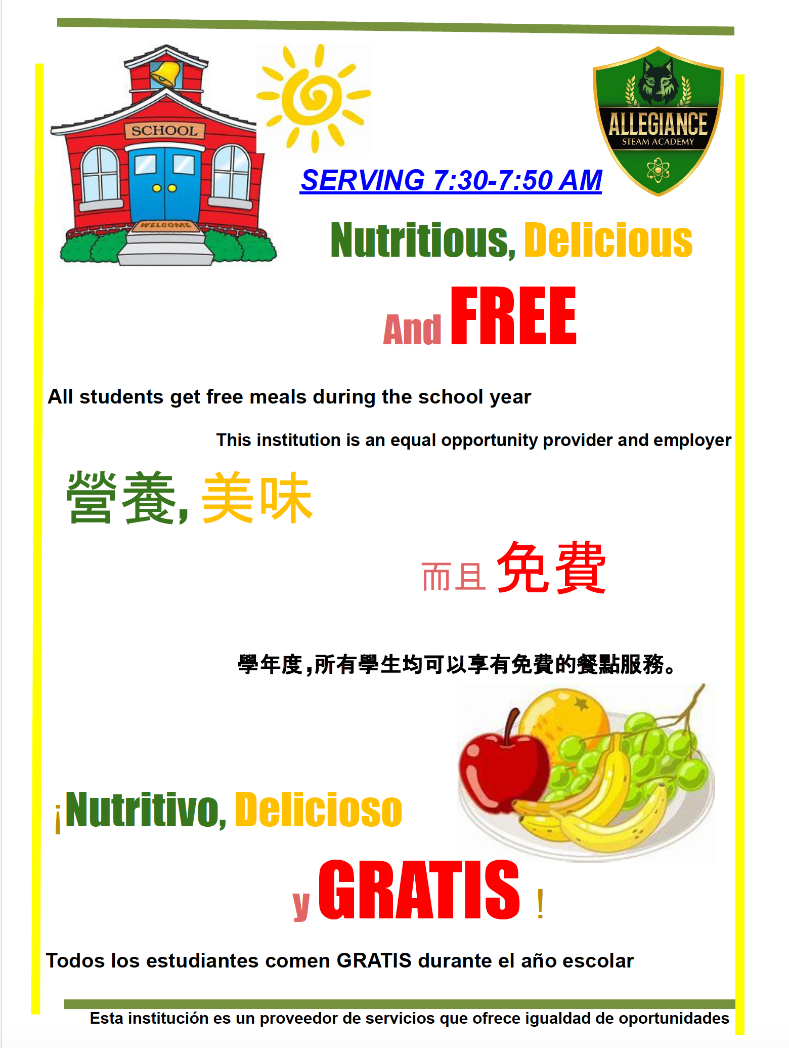 Allegiance STEAM Academy offers free breakfast to students.